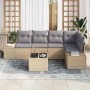 Conjunto de sofá de jardín 6 pcs Beige Poliratán
