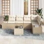 Conjunto de sofá de jardín 6 pcs Beige Poliratán