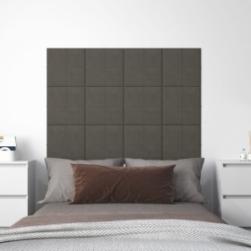 Paneles de pared 12 uds terciopelo gris oscuro 30x30 cm 1,08 m²