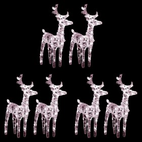 Renos de Navidad 6 unidades 240 LEDs blanco cálido acrílico
