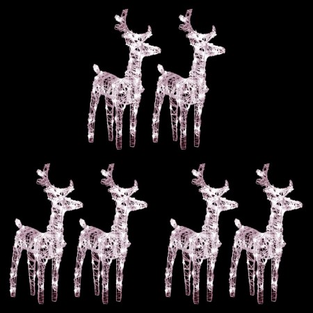 Renos de Navidad 6 unidades 240 LEDs blanco cálido acrílico