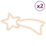 Figuras estrella de Navidad 48 LED 2 uds blanco cálido 65x28 cm