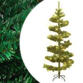 Árbol de Navidad en espiral con soporte y LED PVC verde 180 cm