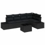 Conjunto de sofá de jardín 6 pcs Negro Poliratán