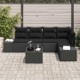 Conjunto de sofá de jardín 6 pcs Negro Poliratán