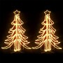Figura árbol Navidad plegable 2 pzas blanco cálido 87x87x93 cm