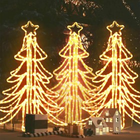 Figura árbol Navidad plegable 3 pzas blanco cálido 87x87x93 cm