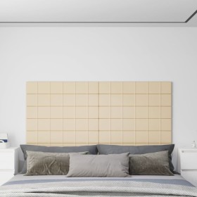 Paneles de pared 12 uds tela color crema 90x15 cm 1,62 m²