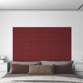 Paneles de pared 12 uds tela rojo tinto 60x15 cm 1,08 m²