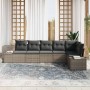 Conjunto de sofá de jardín con cojín 6 pcs Gris Poliratán