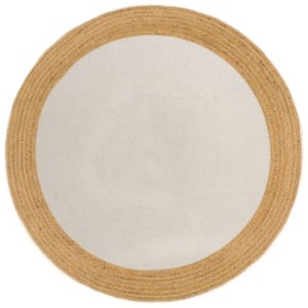 Alfombra trenzada yute y algodón redonda blanco y natural 180cm