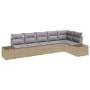 Conjunto de sofá de jardín 6 pcs beige y gris Poliratán