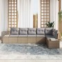 Conjunto de sofá de jardín 6 pcs beige y gris Poliratán