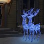 Renos de Navidad acrílico 250 LED 2 uds azul 180 cm