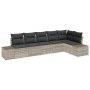 Conjunto de sofá de jardín con cojín 6 pcs Gris claro Poliratán