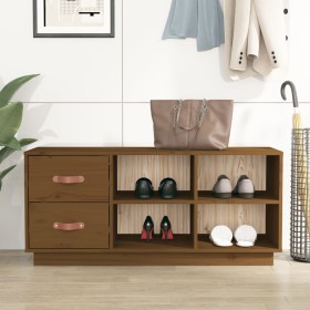Banco zapatero madera maciza de pino marrón miel 100x34x45 cm by vidaXL, Shoe racks and shoe organizers - Ref: Foro24-820180,...