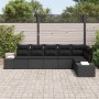 Conjunto de sofá de jardín con cojín 6 pcs Negro Poliratán