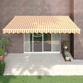 Toldo retráctil aluminio y tela amarillo y blanco 4,5x3 m Toldo retráctil aluminio y tela amarillo y blanco 4,5x3 m