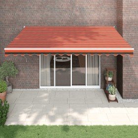 Toldo retráctil aluminio y tela naranja y marrón 4,5x3 m Toldo retráctil aluminio y tela naranja y marrón 4,5x3 m