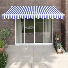 Toldo retráctil automático azul y blanco 3x2,5 m Toldo retráctil automático azul y blanco 3x2,5 m