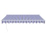 Toldo retráctil automático azul y blanco 3x2,5 m