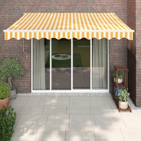 Toldo retráctil automático amarillo y blanco 3,5x2,5 m Toldo retráctil automático amarillo y blanco 3,5x2,5 m