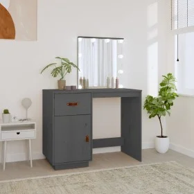 Dressing table with LED solid gray pine wood 95x50x133.5 cm by vidaXL, Bedroom Dressers - Ref: Foro24-820094, Price: 182,99 €...