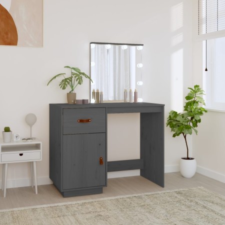 Dressing table with LED solid gray pine wood 95x50x133.5 cm by vidaXL, Bedroom Dressers - Ref: Foro24-820094, Price: 165,35 €...