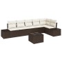 Conjunto de sofá de jardín 7 pcs Marrón y crema Poliratán