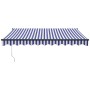 Toldo retráctil automático azul y blanco 3,5x2,5 m