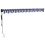 Toldo retráctil automático azul y blanco 3,5x2,5 m