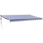 Toldo retráctil automático azul y blanco 5x3 m