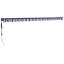 Toldo retráctil automático azul y blanco 5x3 m