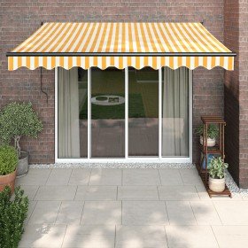 Toldo retráctil automático amarillo y blanco 3x2,5 m Toldo retráctil automático amarillo y blanco 3x2,5 m