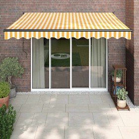 Toldo retráctil automático amarillo y blanco 3,5x2,5 m Toldo retráctil automático amarillo y blanco 3,5x2,5 m