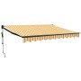 Toldo retráctil automático amarillo y blanco 3,5x2,5 m