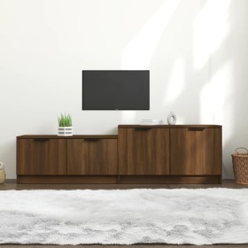 Mueble de TV madera contrachapada roble marrón 158,5x36x45 cm