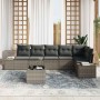 Conjunto de sofá de jardín con cojín 7 pcs Gris Poliratán