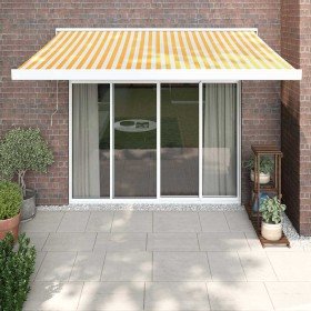 Toldo retráctil aluminio y tela blanco y amarillo 3x2,5 m Toldo retráctil aluminio y tela blanco y amarillo 3x2,5 m