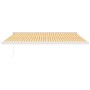 Toldo retráctil aluminio y tela amarillo y blanco 4x3 m