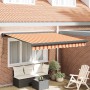 Toldo retráctil aluminio y tela amarillo y blanco 3,5x2,5 m