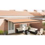 Toldo retráctil aluminio y tela amarillo y blanco 4,5x3 m