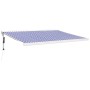 Toldo retráctil aluminio y tela azul y blanco 4x3 m