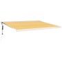 Toldo retráctil aluminio y tela amarillo y blanco 4,5x3 m