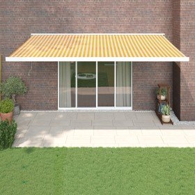 Toldo retráctil aluminio y tela amarillo y blanco 5x3 m Toldo retráctil aluminio y tela amarillo y blanco 5x3 m
