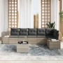 Conjunto de sofá de jardín con cojín 7 pcs Gris claro Poliratán