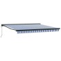 Toldo retráctil aluminio y tela azul y blanco 4x3 m