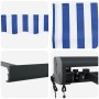 Toldo retráctil aluminio y tela azul y blanco 4x3 m