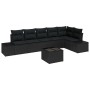 Conjunto de sofá de jardín con cojín 7 pcs Negro Poliratán