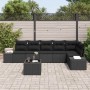 Conjunto de sofá de jardín con cojín 7 pcs Negro Poliratán
